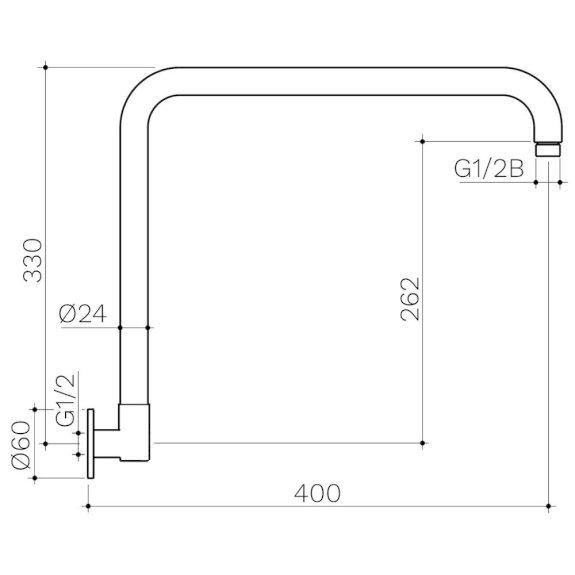 Clark Upswept Fixed Wall Shower Arm Only 400mm Chrome CL10055.C