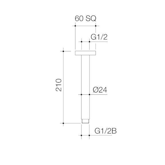 Clark Fixed Ceiling Shower Arm Only 200mm Matte Black CL10053.B