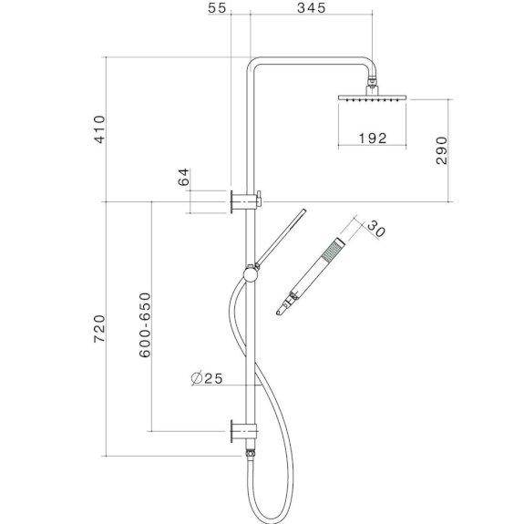 Dorf Epic Fixed Upswept Shower Chrome 6407.043A