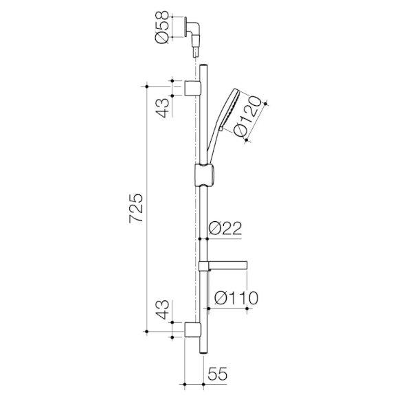 Ram Rain Multi Fuction Rail Shower Chrome HSR