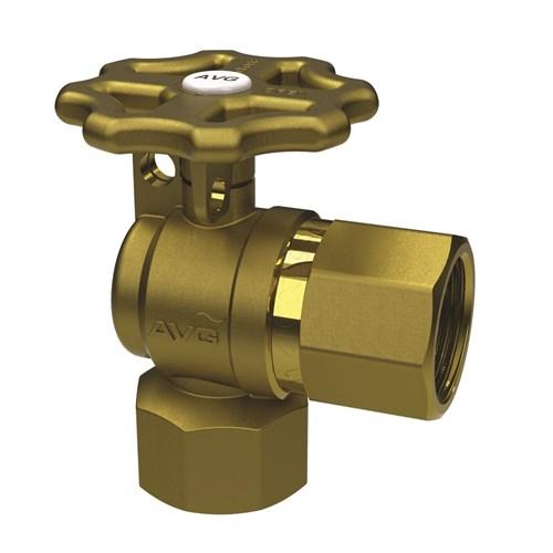 AVG Right Angle FI & FI Meter Valve With Wheel Handle 20mm Brass