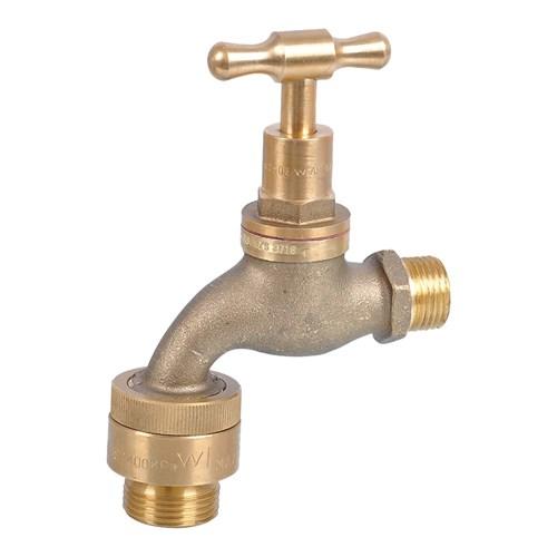 Brass T-Head Hose Tap With Vacuum Breaker 15mm x MI BSP