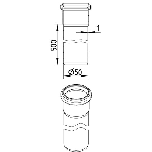 Blucher Stainless Steel RRJ Euro Drainage Pipe Length 50mm x 500mm 811.050.050 S