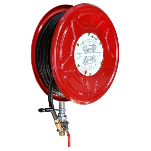 Hose Reels & Spares - Red Emp Fixed Fire Hose Reel With Swing Guide Arm F1  36M - Company Name - Galvins Plumbing Supplies