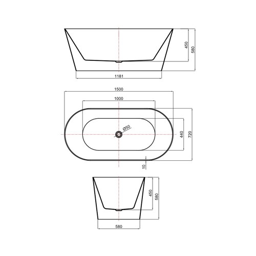 Harmony Freestanding Bath 1500x720x580 BT903