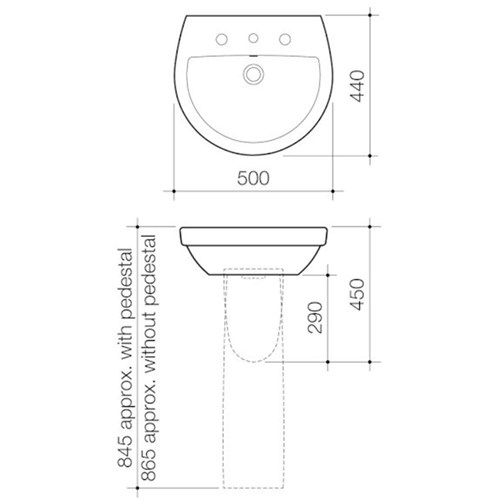 Caroma Cosmo Wall Basin 1 Taphole With Overflow White 861515W