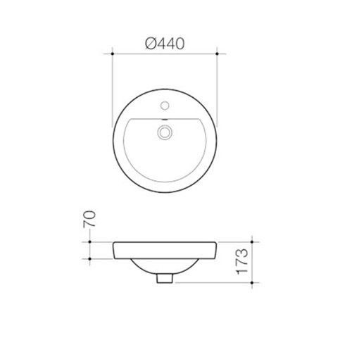 Caroma Cosmo Inset Basin One Taphole With Overflow White 894015W