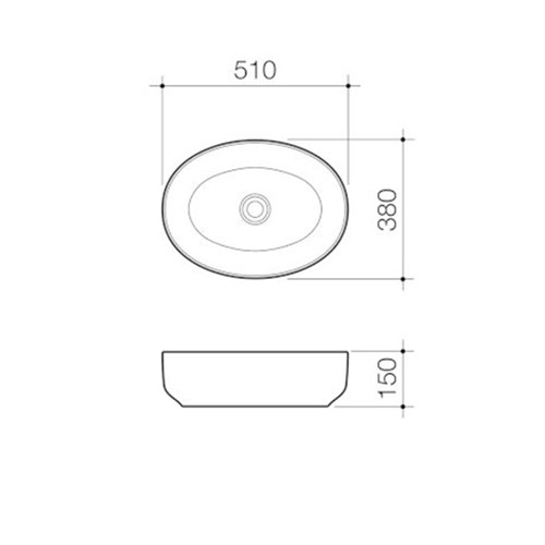 Caroma Tribute Above Counter Basin Oval 510mm White 874700W