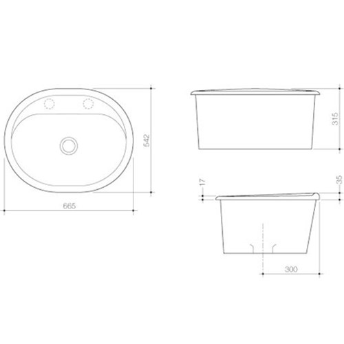 Caroma Metro Utility Inset Basin Left Hand Shelf One Taphole With Overflow White 675150W