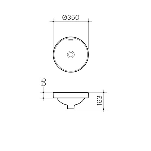 Clark Round Inset Basin No Taphole 350mm With Overflow White CL40010.W0