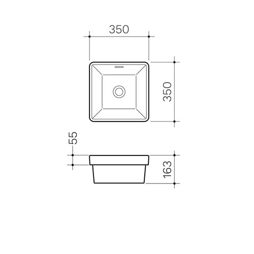 Clark Square Inset Basin No Taphole 350mm With Overflow White CL40012.W0