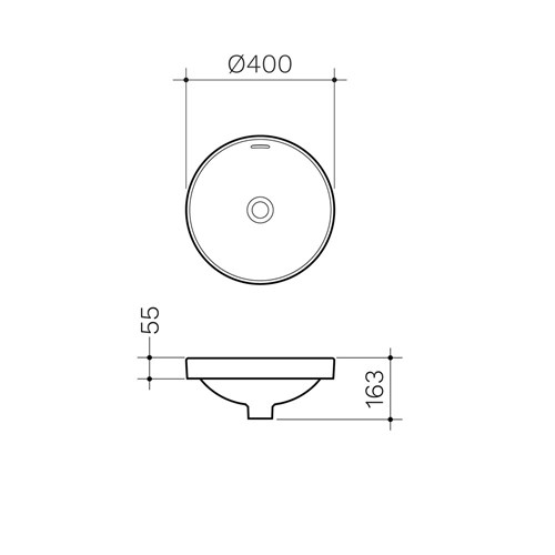 Clark Round Inset Basin No Taphole 400mm With Overflow White CL40014.W0