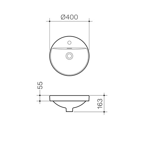 Clark Round Inset Basin One Taphole 400mm With Overflow White CL40011.W1