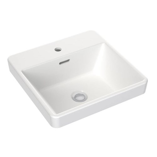 Clark Square Inset Basin One Taphole 400mm With Overflow White CL40013.W1