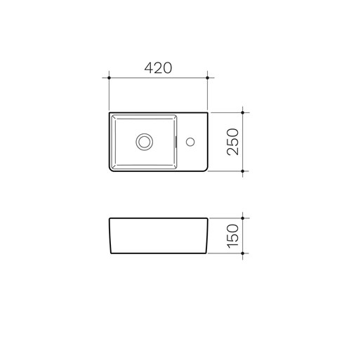 Clark Square Hand Wall Basin One Taphole With Overflow White CL40006.W1