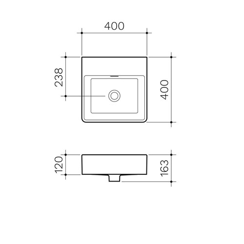 Clark Square Wall Basin No Taphole 400mm With Overflow White CL40007.W0