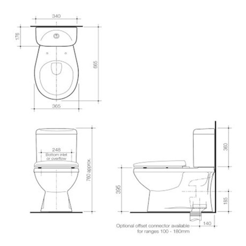 Stylus Prima Close Coupled S Trap Suite Soft Close Seat PRI400SC