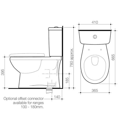Stylus Venecia Close Coupled P Trap Toilet Suite With Soft Close Seat White W45004PSC