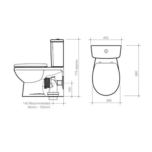Stylus Venecia Connector S Trap Toilet Suite With Standard Seat White W45304SCW