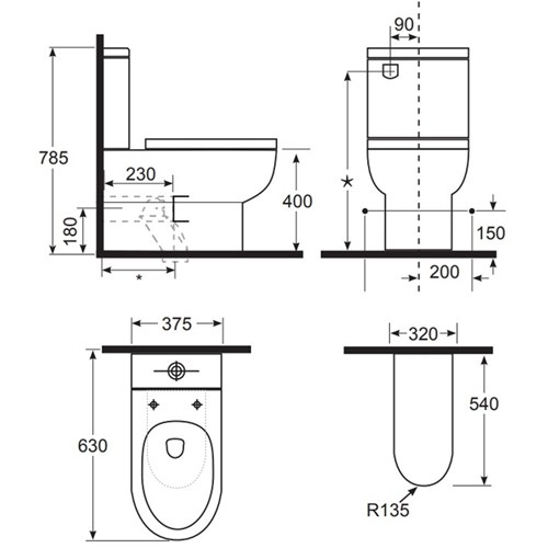 Seima Arko Wall Face Clean Flush Universal Toilet Suite With Deluxe Seat 191754