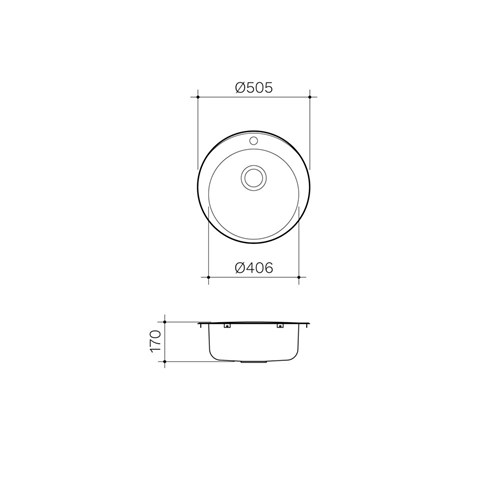 Clark Cellini Round Signle Bowl Sink With Tap Landing 1 Taphole ERT.1