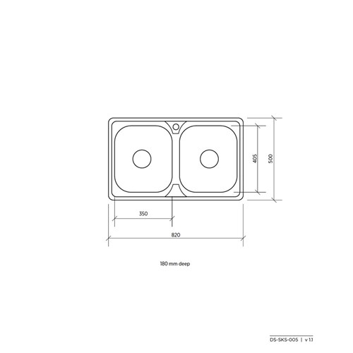 Seima Acero 005 Double Bowl Sink 820mm (No Drainer) 1 Taphole 191584