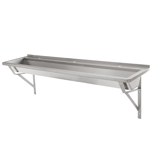 Stainless Steel Walls End Pattern Wash Trough 1200mm With Brackets PT-7-1200