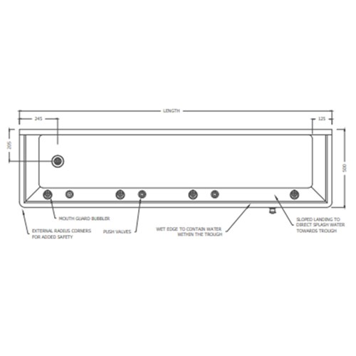 Stainless Steel Pre-plumbed Drink Trough 3000mm With Brackets DRT3000