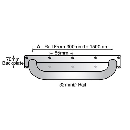 Metlam Anti Ligature Straight Grab Rail 300mm Satin Stainless Steel ML327-AL