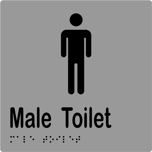 Male Toilet Sign Braille 150mm X 150mm Stainless Steel MLS16242_SS