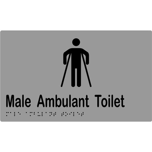 Male Ambulant Toilet Sign Braille 220mm X 150mm Stainless Steel MLS16246_SS