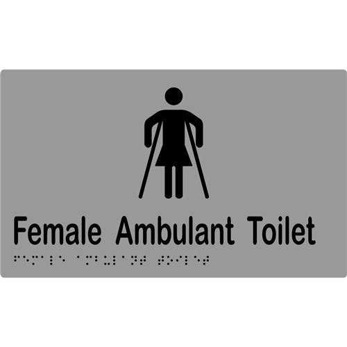 Female Ambulant Toilet Sign Braille 220mm X 150mm Stainless Steel MLS16266_SS