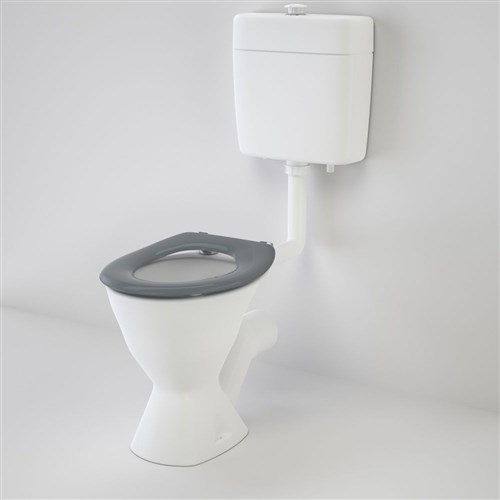 Caroma Care 100 Connector P Trap Toilet Suite With Caravelle Care Single Flap Seat Grey 982906AG OBS