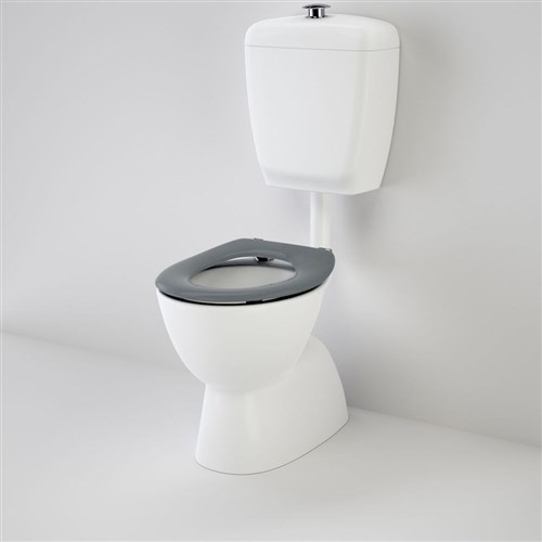 Caroma Care 400 Connector S Trap Toilet Suite With Caravelle Care Single Flap Seat Grey 987900AG