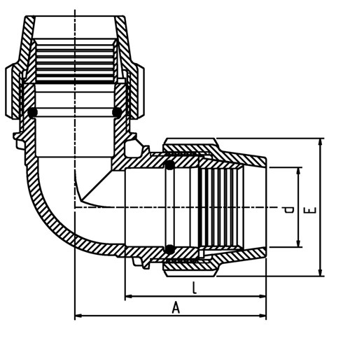 Poly Metric Elbow 32mm x 45< 7060