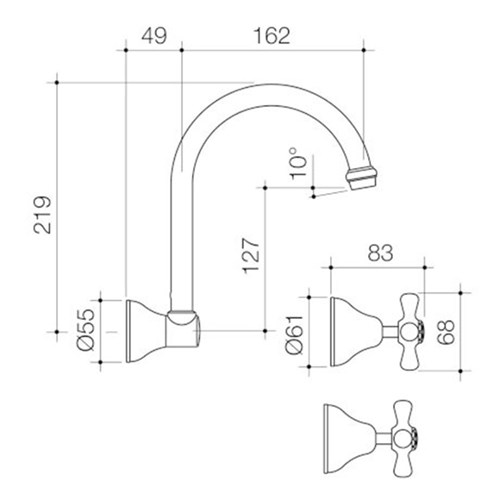 Dorf Eltoro Wall Sink Set Chrome 2660.044A