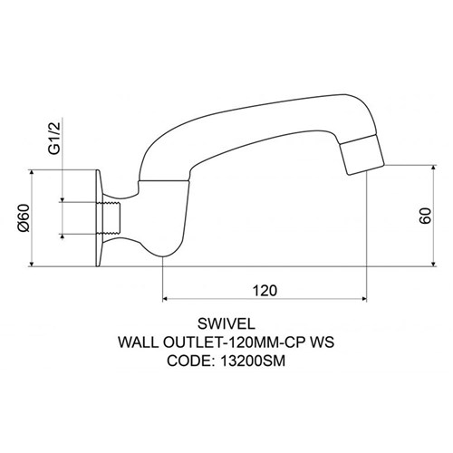 Light Wall Swivel Aerator 180mm Chrome