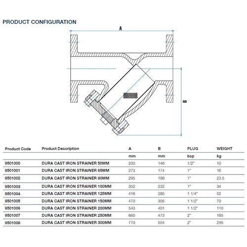 CI Flanged Y Strainer FIG 754A 150mm TE